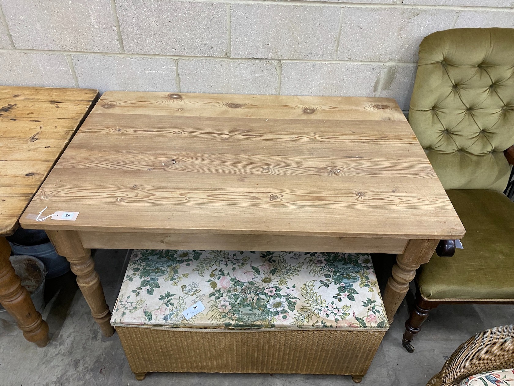 A Victorian style rectangular pine kitchen table, length 131cm, width 86cm, height 76cm